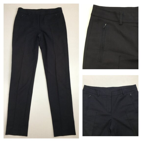AKRIS PUNTO Dark Gray/Blue'ish Zip Pockets Tapered Leg Dress Pant